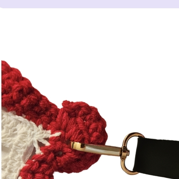 Handcrafted Crochet Crossbody Bag White and Red Upcycled - Picture 10 of 17